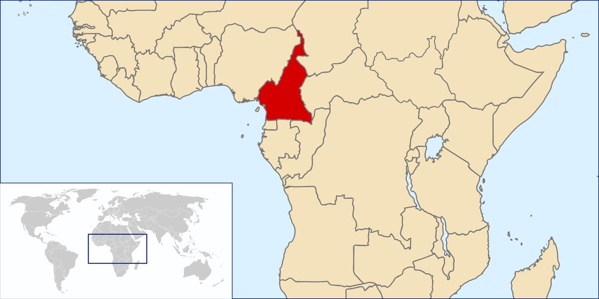 ಕ್ಯಾಮರೂನ್ ಸ್ಥಳ ವಿಶ್ವ ನಕ್ಷೆ
