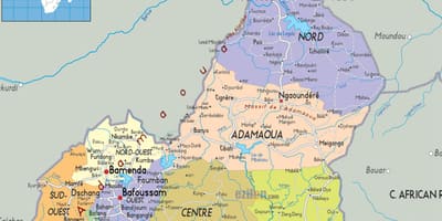ಕ್ಯಾಮರೂನ್ ನಕ್ಷೆ ಪ್ರದೇಶಗಳಲ್ಲಿ